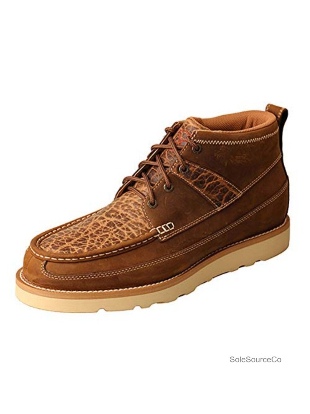 Men's 4" Wedge Sole Chukka Boots Full-Grain Leather Water Resistant Lace-Up
